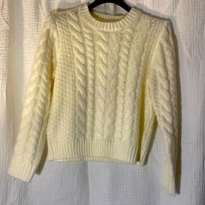 Francesca’s Closet Blue Rain ivory cable knit sweater